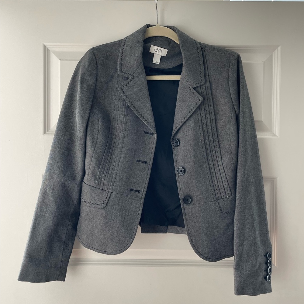 LOFT Gray Blazer with fun details